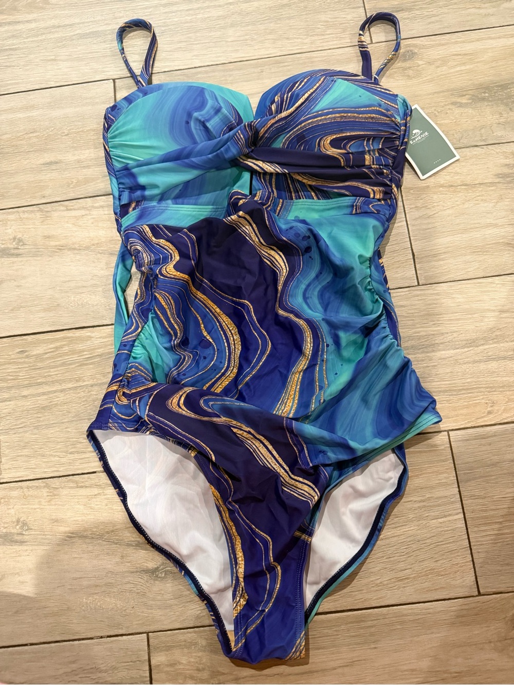 BNWT Women’s Blue & Teal Marble One-Piece Swimsuit